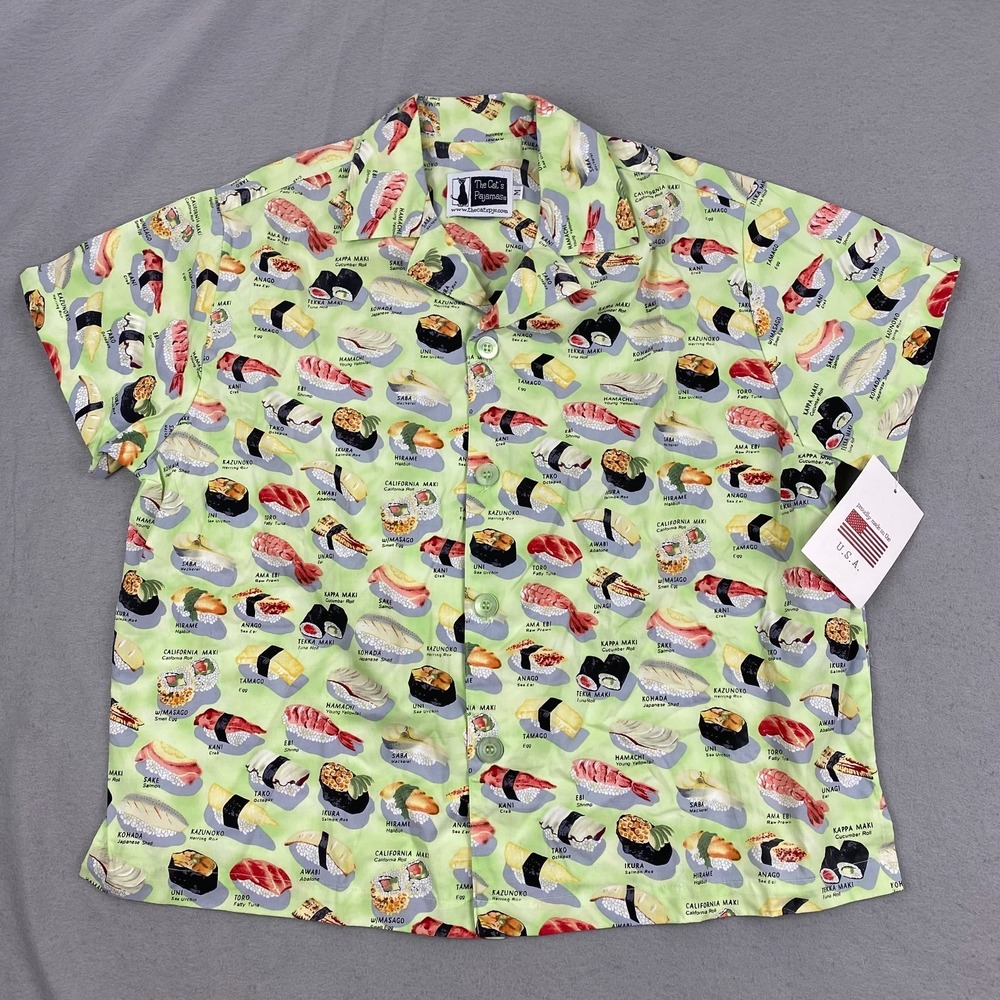 Vintage The Cats Pajamas Womens Sushi Print Pajama Set Medium NEW - Picture 8 of 16